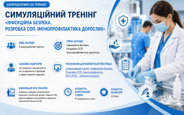 Симуляційний тренінг «Інфекційна безпека. Розробка СОП. Імунопрофілактика дорослих (20 балів БПР)